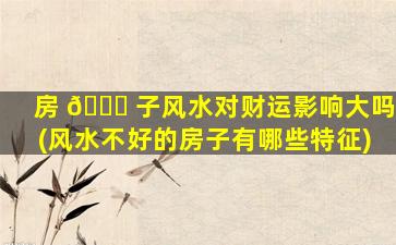 房 🐟 子风水对财运影响大吗(风水不好的房子有哪些特征)